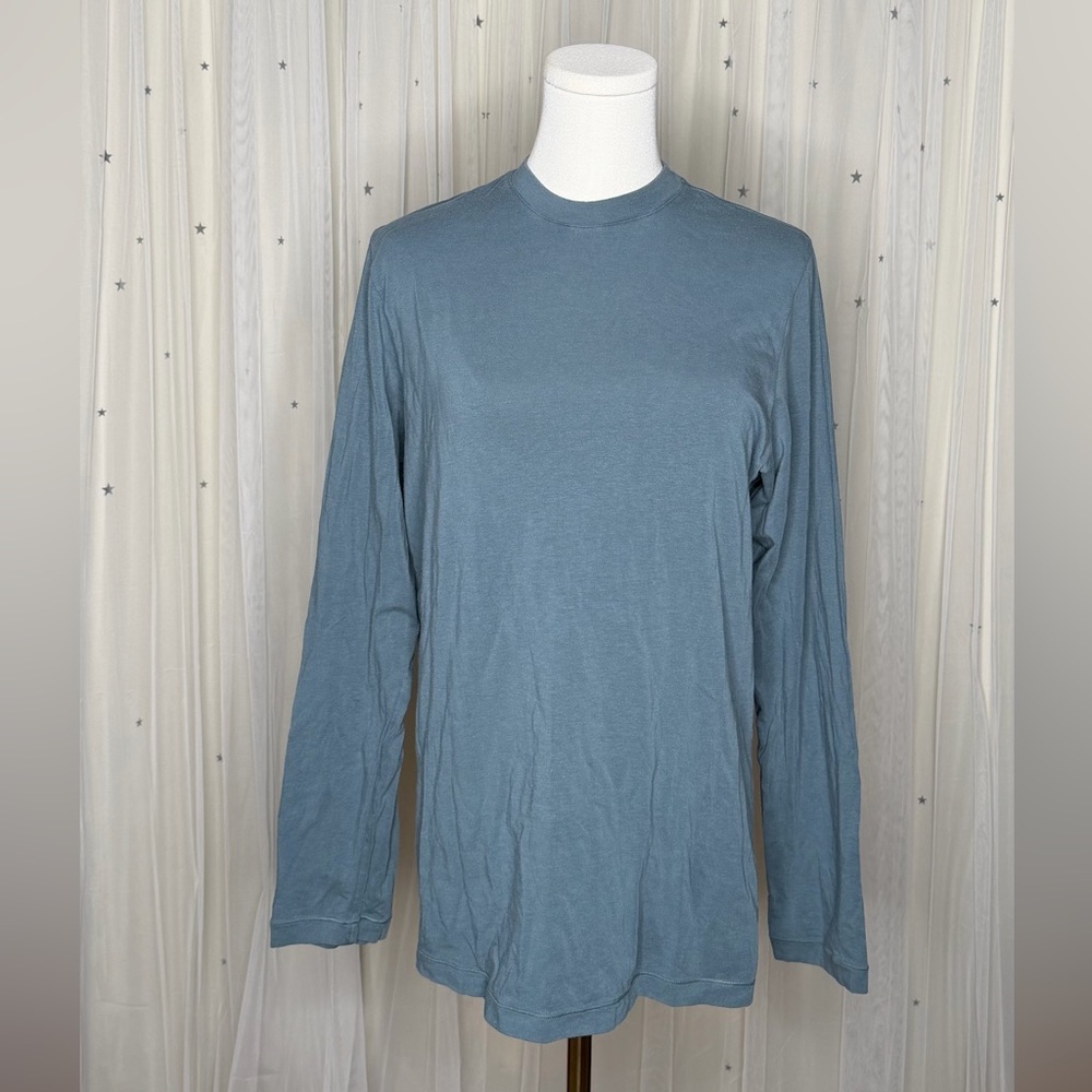 New SKIMS Teal Long Sleeve Top boyfriend tee kyanite relaxed fit - Picture 2 of 4